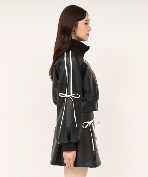 ROYAL PARTY（ロイヤルパーティー）の「アソート配色リボントラックジャケット（ライダースジャケット・レディース・ブラック/ブラウン/ベージュ・FREE）」の8枚目の写真