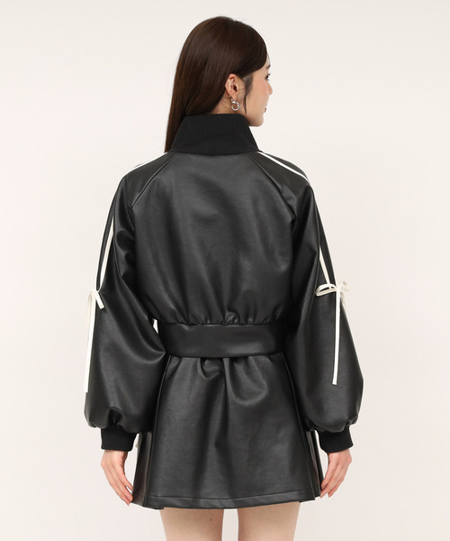 ROYAL PARTY（ロイヤルパーティー）の「アソート配色リボントラックジャケット（ライダースジャケット・レディース・ブラック/ブラウン/ベージュ・FREE）」の9枚目の写真