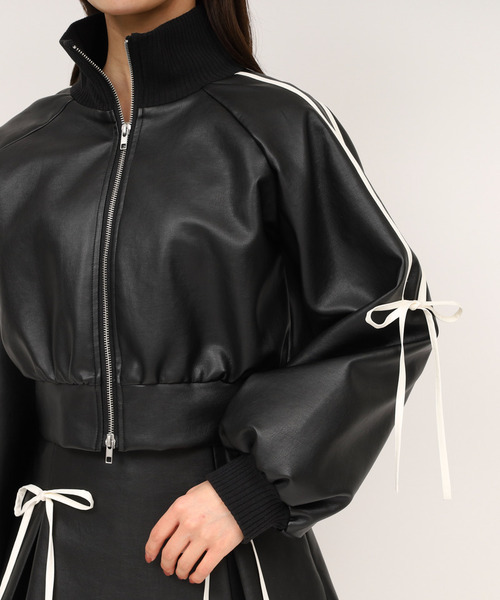 ROYAL PARTY（ロイヤルパーティー）の「アソート配色リボントラックジャケット（ライダースジャケット・レディース・ブラック/ブラウン/ベージュ・FREE）」の12枚目の写真