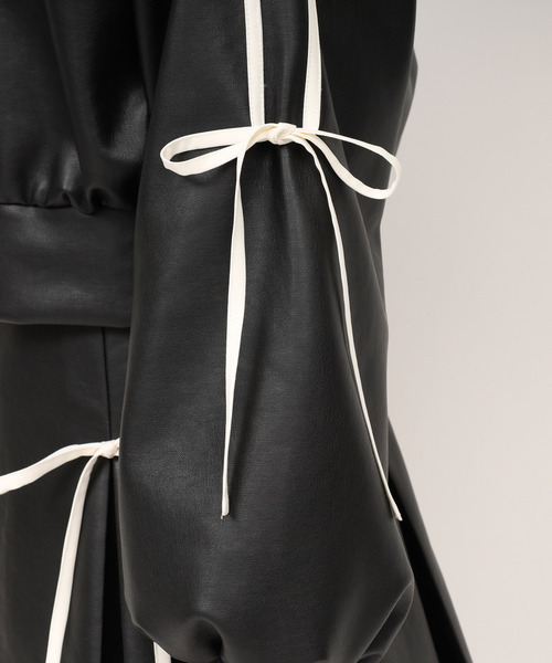 ROYAL PARTY（ロイヤルパーティー）の「アソート配色リボントラックジャケット（ライダースジャケット・レディース・ブラック/ブラウン/ベージュ・FREE）」の13枚目の写真