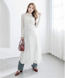 clear | チョーカー付きアシンメトリードットキャミワンピース[大人 フェミニン 上品]≪新作≫(ワンピース)