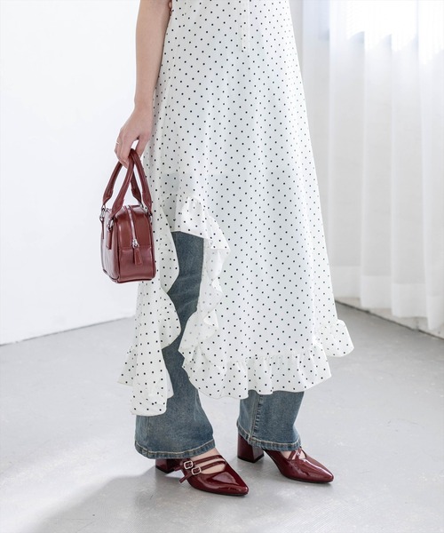 clear（クリア）の「チョーカー付きアシンメトリードットキャミワンピース[大人 フェミニン 上品]≪新作≫（ワンピース・レディース・ブラック系その他/ホワイト系その他・F/PF）」の6枚目の写真