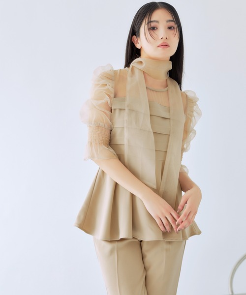 darial(ダリアル)の「【darial】ribon organdy set up 入園式 入学式 卒園式 卒業式 お呼ばれ 結婚式 二次会 成人式 同窓会 セレモニードレス パーティドレス オケージョンドレス(セットアップ・レディース・ベージュ/ブラック/ミント・M/S)」の10枚目の写真