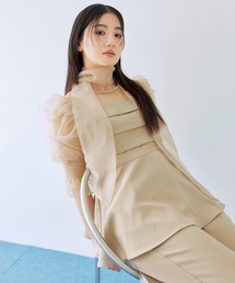 darial（ダリアル）の「【darial】ふんわり袖で、華奢見せ叶う / ribon organdy set up / リボンオーガンジーセットアップ / 入園式 入学式 卒園式 卒業式 お呼ばれ 結婚式 二次会 成人式 同窓会 セレモニードレス パーティドレス オケージョンドレス（セットアップ）」