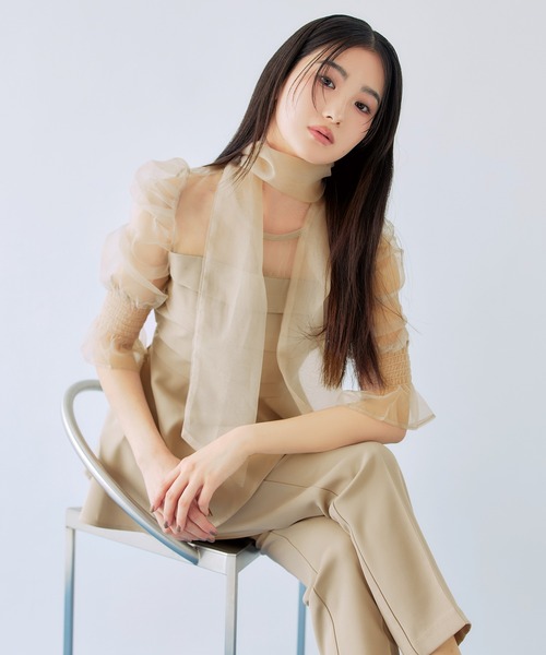 darial(ダリアル)の「【darial】ribon organdy set up 入園式 入学式 卒園式 卒業式 お呼ばれ 結婚式 二次会 成人式 同窓会 セレモニードレス パーティドレス オケージョンドレス(セットアップ・レディース・ベージュ/ブラック/ミント・M/S)」の14枚目の写真