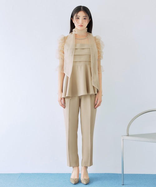 darial(ダリアル)の「【darial】ribon organdy set up 入園式 入学式 卒園式 卒業式 お呼ばれ 結婚式 二次会 成人式 同窓会 セレモニードレス パーティドレス オケージョンドレス(セットアップ・レディース・ベージュ/ブラック/ミント・M/S)」の15枚目の写真