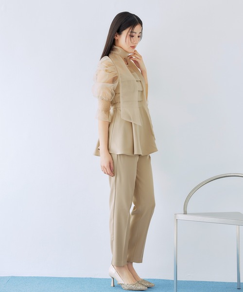 darial(ダリアル)の「【darial】ribon organdy set up 入園式 入学式 卒園式 卒業式 お呼ばれ 結婚式 二次会 成人式 同窓会 セレモニードレス パーティドレス オケージョンドレス(セットアップ・レディース・ベージュ/ブラック/ミント・M/S)」の16枚目の写真