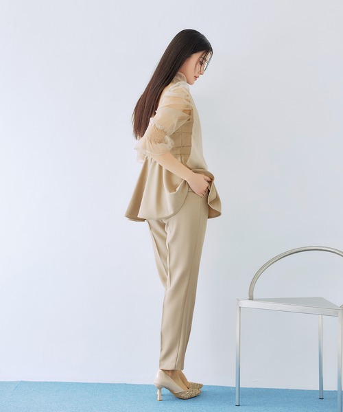 darial(ダリアル)の「【darial】ribon organdy set up 入園式 入学式 卒園式 卒業式 お呼ばれ 結婚式 二次会 成人式 同窓会 セレモニードレス パーティドレス オケージョンドレス(セットアップ・レディース・ベージュ/ブラック/ミント・M/S)」の17枚目の写真