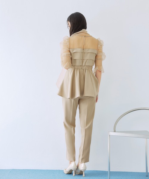 darial(ダリアル)の「【darial】ribon organdy set up 入園式 入学式 卒園式 卒業式 お呼ばれ 結婚式 二次会 成人式 同窓会 セレモニードレス パーティドレス オケージョンドレス(セットアップ・レディース・ベージュ/ブラック/ミント・M/S)」の18枚目の写真