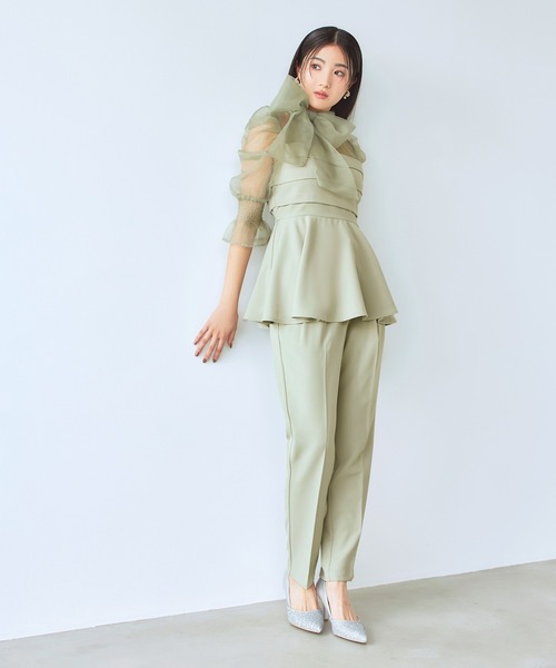 darial(ダリアル)の「【darial】ribon organdy set up 入園式 入学式 卒園式 卒業式 お呼ばれ 結婚式 二次会 成人式 同窓会 セレモニードレス パーティドレス オケージョンドレス(セットアップ・レディース・ベージュ/ブラック/ミント・M/S)」の19枚目の写真