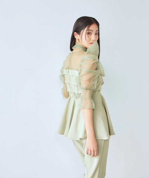 darial(ダリアル)の「【darial】ribon organdy set up 入園式 入学式 卒園式 卒業式 お呼ばれ 結婚式 二次会 成人式 同窓会 セレモニードレス パーティドレス オケージョンドレス(セットアップ・レディース・ベージュ/ブラック/ミント・M/S)」の22枚目の写真