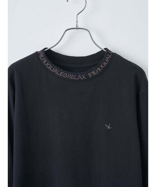 1PIU1UGUALE3  RELAX （ウノピゥウノウグァーレトレ リラックス）の「【1PIU1UGUALE3】グロッシー刺繍ネックロゴロングTシャツ（Tシャツ/カットソー・メンズ・ブラック/ホワイト・2/4/3）」の6枚目の写真