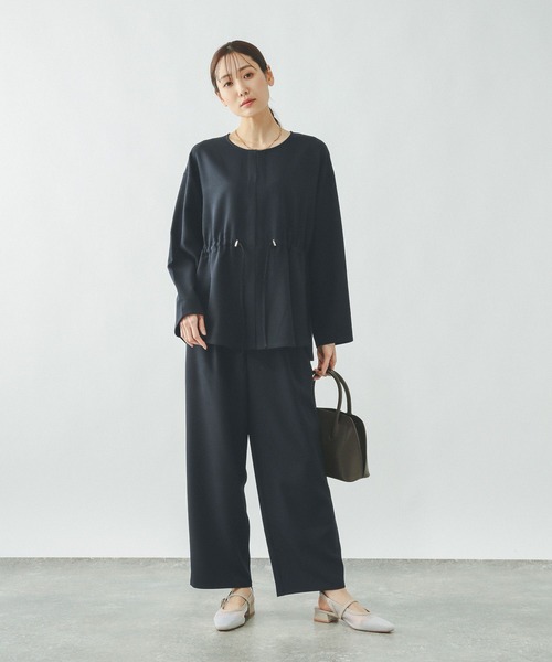GLOBAL WORK（グローバルワーク）の「ジョーゼットカーディガン＊パンツセット/636248（その他パンツ・レディース・ブラック/ネイビー・LARGE/MEDIUM）」の2枚目の写真