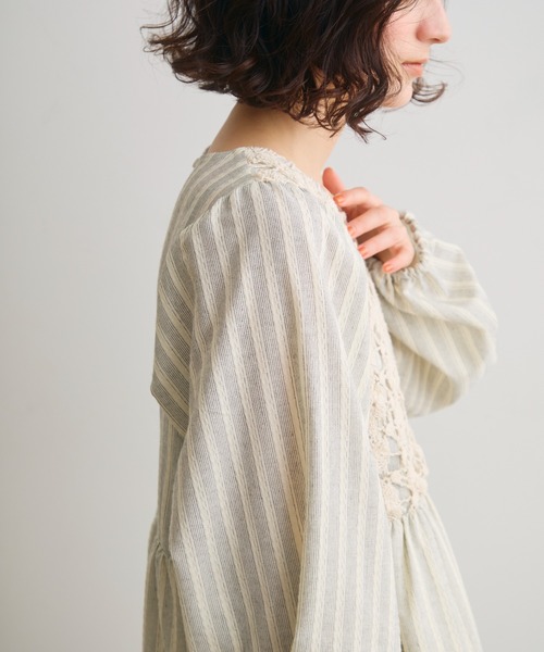 Crisp（クリスプ）の「フラワーレースストライプワンピース（ワンピース・レディース・ブラック/アイボリー・FREE）」の12枚目の写真