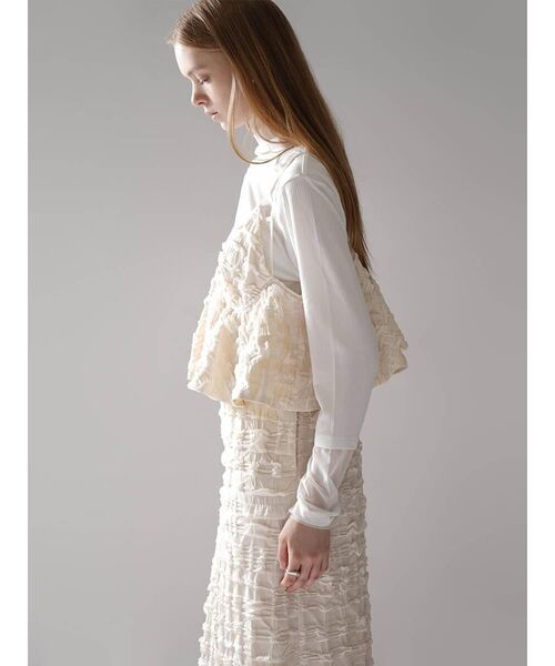 :ETHROF(イーサオブ)の「PEPLUM FRILL JACQUARD CAMISOLE DRESS(ワンピース・レディース・ブラック/ホワイト・MEDIUM)」の9枚目の写真