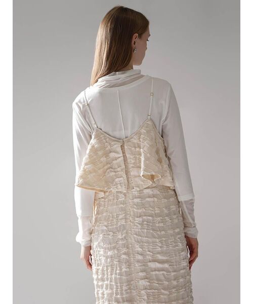 :ETHROF(イーサオブ)の「PEPLUM FRILL JACQUARD CAMISOLE DRESS(ワンピース・レディース・ブラック/ホワイト・MEDIUM)」の10枚目の写真