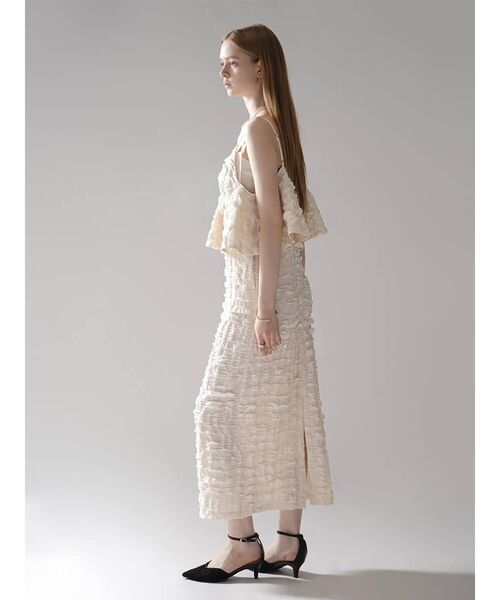 :ETHROF(イーサオブ)の「PEPLUM FRILL JACQUARD CAMISOLE DRESS(ワンピース・レディース・ブラック/ホワイト・MEDIUM)」の14枚目の写真