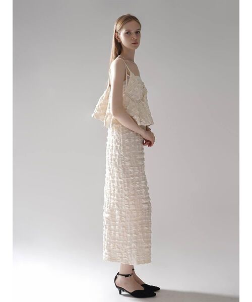 :ETHROF(イーサオブ)の「PEPLUM FRILL JACQUARD CAMISOLE DRESS(ワンピース・レディース・ブラック/ホワイト・MEDIUM)」の16枚目の写真