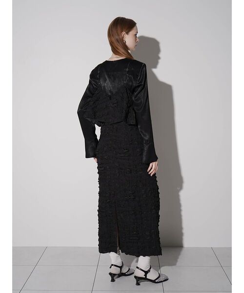 :ETHROF(イーサオブ)の「PEPLUM FRILL JACQUARD CAMISOLE DRESS(ワンピース・レディース・ブラック/ホワイト・MEDIUM)」の21枚目の写真