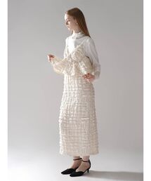 PEPLUM FRILL JACQUARD CAMISOLE DRESS
