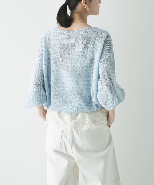 URBAN RESEARCH(アーバンリサーチ)の「ペーパーヤーンボートネックニット(ニット/セーター・レディース・チャコールグレー/ブルー系その他/ホワイト・FREE)」の11枚目の写真