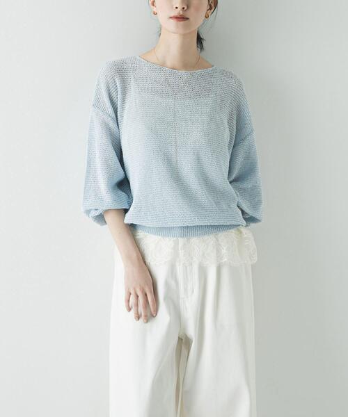 URBAN RESEARCH(アーバンリサーチ)の「ペーパーヤーンボートネックニット(ニット/セーター・レディース・チャコールグレー/ブルー系その他/ホワイト・FREE)」の20枚目の写真