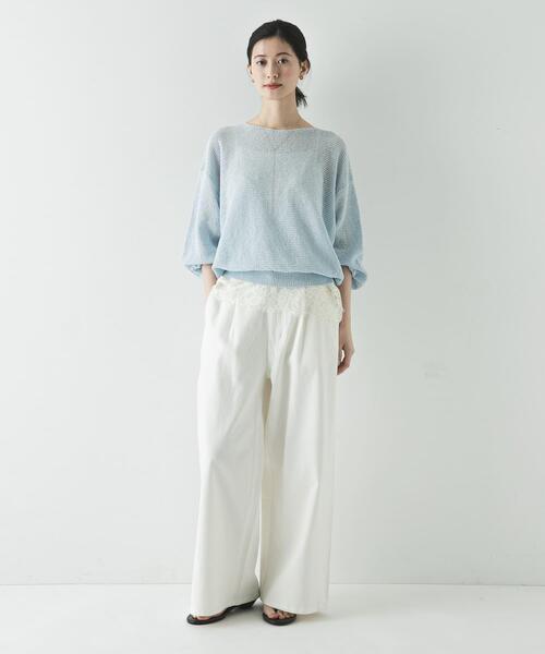 URBAN RESEARCH(アーバンリサーチ)の「ペーパーヤーンボートネックニット(ニット/セーター・レディース・チャコールグレー/ブルー系その他/ホワイト・FREE)」の19枚目の写真