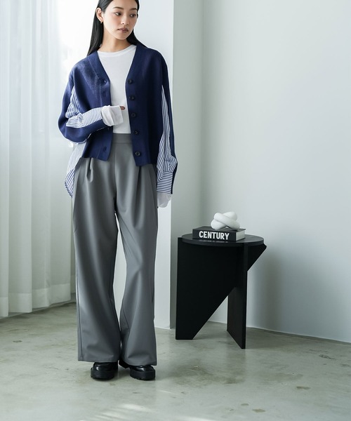 mili an deni(ミリアンデニ)の「ポリレーヨンクロスツータックストレートパンツ(スラックス・レディース・グレー/ブラック/アイボリー・M)」の22枚目の写真