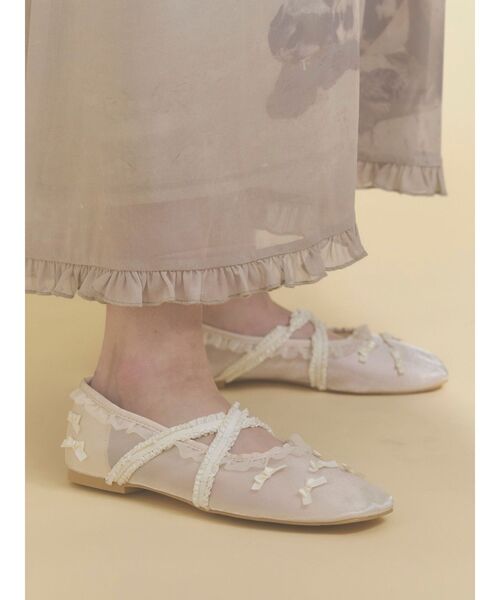 merry jenny(メリージェニー)の「petit ribbonシアーバレエシューズ(バレエシューズ・レディース・ブラック/アイボリー・LARGE/MEDIUM)」の8枚目の写真