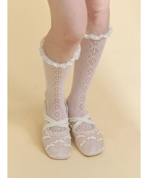 merry jenny(メリージェニー)の「petit ribbonシアーバレエシューズ(バレエシューズ・レディース・ブラック/アイボリー・LARGE/MEDIUM)」の15枚目の写真