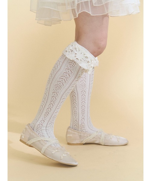 merry jenny(メリージェニー)の「petit ribbonシアーバレエシューズ(バレエシューズ・レディース・ブラック/アイボリー・LARGE/MEDIUM)」の4枚目の写真