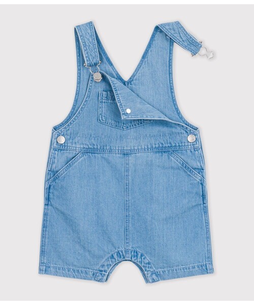 PETIT BATEAU（プチバトー）の「デニムショートサロペット（サロペット/オーバーオール・キッズ・ブルー・18MONTH/12MONTH/24MONTH/36MONTH）」の2枚目の写真