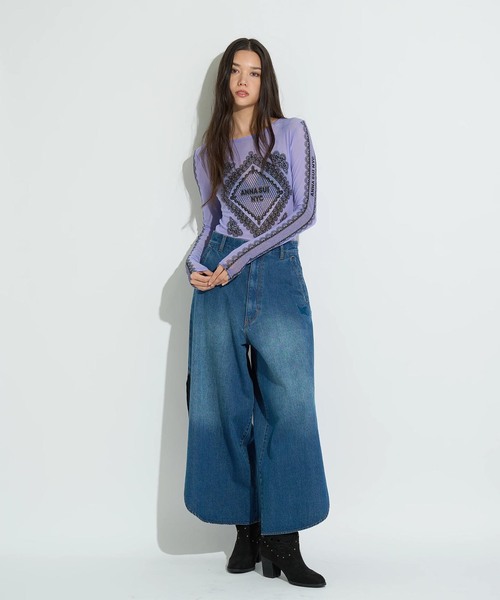 anna sui nyc(アナ スイ エヌ ワイ シー)の「ANNA SUI NYC / アナスイエヌワイシー レースプリントシアトップ(Tシャツ/カットソー・レディース・ブラック/パープル/ベージュ・FREE)」の8枚目の写真