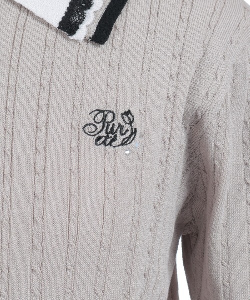 axes femme(アクシーズファム)の「刺繍入りジップニットポロ(ニット/セーター・レディース・イエロー/ピンク/グレイッシュベージュ/レッド/ブラック・FREE)」の20枚目の写真