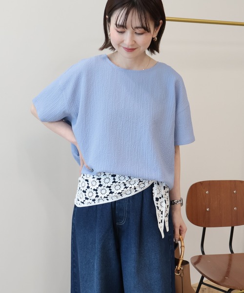 AMERICAN HOLIC（アメリカンホリック）の「【UVカット】サッカーコクーンブラウス（シャツ/ブラウス・レディース・オフホワイト/サックスブルー/ブラック・L/M）」の4枚目の写真