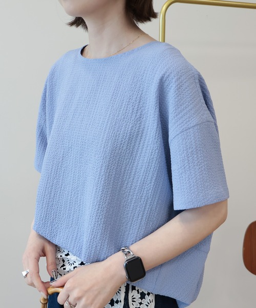 AMERICAN HOLIC（アメリカンホリック）の「【UVカット】サッカーコクーンブラウス（シャツ/ブラウス・レディース・オフホワイト/サックスブルー/ブラック・L/M）」の6枚目の写真