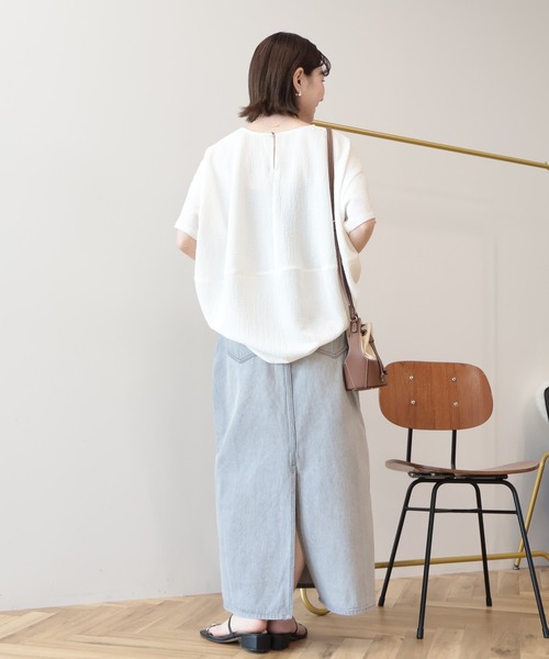 AMERICAN HOLIC（アメリカンホリック）の「【UVカット】サッカーコクーンブラウス（シャツ/ブラウス・レディース・オフホワイト/サックスブルー/ブラック・L/M）」の11枚目の写真