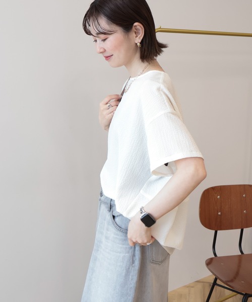 AMERICAN HOLIC（アメリカンホリック）の「【UVカット】サッカーコクーンブラウス（シャツ/ブラウス・レディース・オフホワイト/サックスブルー/ブラック・L/M）」の12枚目の写真