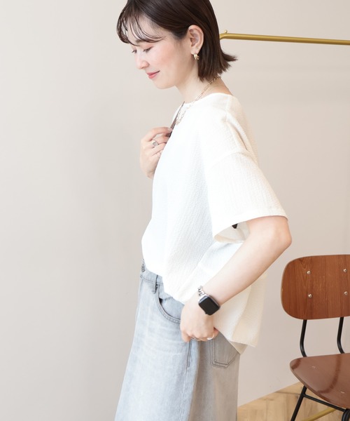 AMERICAN HOLIC（アメリカンホリック）の「【UVカット】サッカーコクーンブラウス（シャツ/ブラウス・レディース・オフホワイト/サックスブルー/ブラック・L/M）」の13枚目の写真