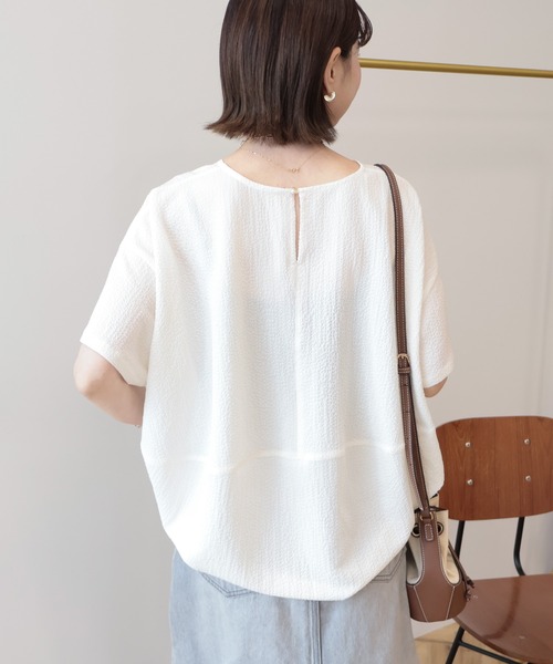 AMERICAN HOLIC（アメリカンホリック）の「【UVカット】サッカーコクーンブラウス（シャツ/ブラウス・レディース・オフホワイト/サックスブルー/ブラック・L/M）」の14枚目の写真