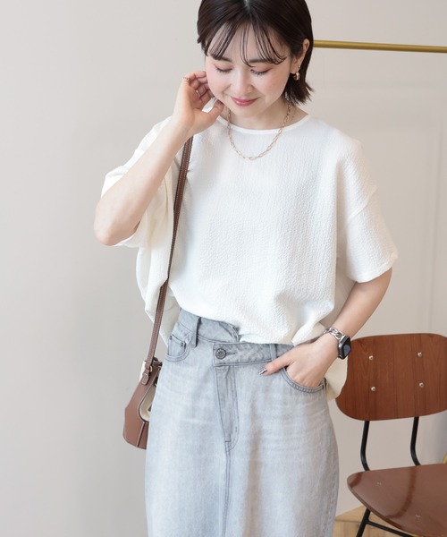 AMERICAN HOLIC（アメリカンホリック）の「【UVカット】サッカーコクーンブラウス（シャツ/ブラウス・レディース・オフホワイト/サックスブルー/ブラック・L/M）」の16枚目の写真