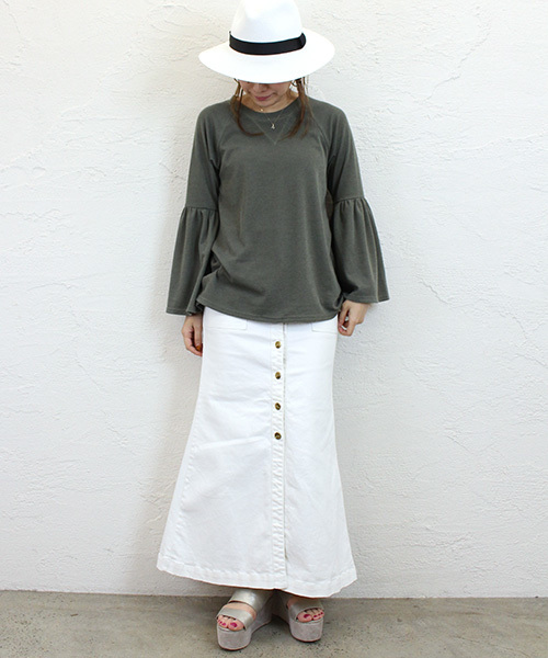 Omekashi（オメカシ）の「【Omekashi】デニムロングスカート（デニムスカート・レディース・オフホワイト/ブルー/ネイビー・2/1）」の12枚目の写真