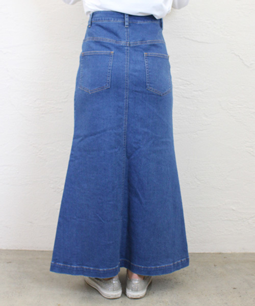 Omekashi（オメカシ）の「【Omekashi】デニムロングスカート（デニムスカート・レディース・オフホワイト/ブルー/ネイビー・2/1）」の8枚目の写真