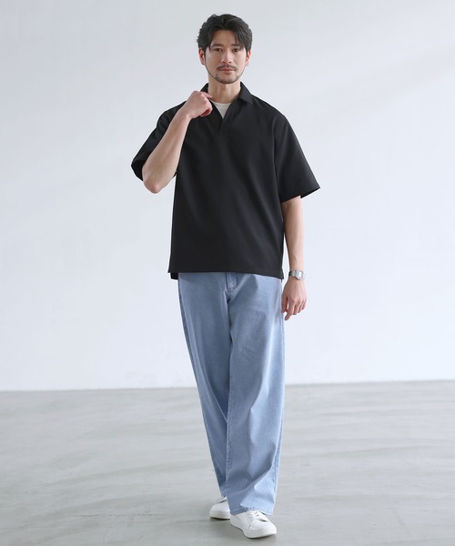 SPU（スプ）の「【セットアップ対応】防シワ・防ピリング・接触冷感　機能性素材テックリネン半袖スキッパーシャツ（シャツ/ブラウス・メンズ・ブラック/チャコール/ナチュラル/ネイビー・XL/L/M/S）」の11枚目の写真