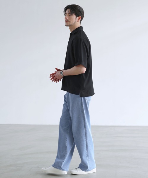 SPU（スプ）の「【セットアップ対応】防シワ・防ピリング・接触冷感　機能性素材テックリネン半袖スキッパーシャツ（シャツ/ブラウス・メンズ・ブラック/チャコール/ナチュラル/ネイビー・XL/L/M/S）」の13枚目の写真