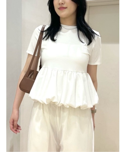 STYLEMIXER(スタイルミキサー)の「ヘムバルーンカットトップ(Tシャツ/カットソー・レディース・ブラック/ライトグレー/ホワイト・FREE)」の1枚目の写真