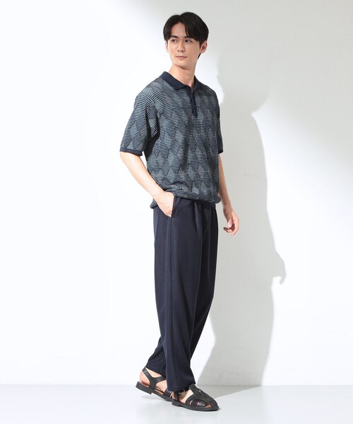THE SHOP TK （ザ ショップ ティーケー ）の「【主張しすぎない配色バランス】アーガイルメッシュポロ半袖Tシャツ 洗濯機OK（ニット/セーター・メンズ・ブラック/ブルー・02/03/04）」の5枚目の写真