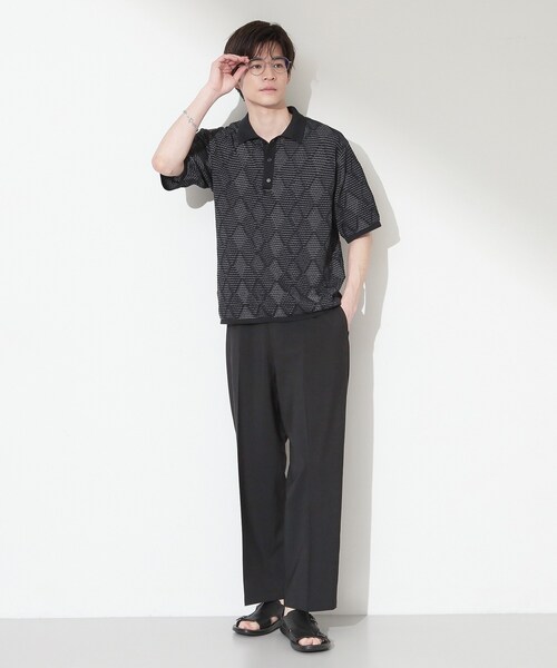 THE SHOP TK （ザ ショップ ティーケー ）の「【主張しすぎない配色バランス】アーガイルメッシュポロ半袖Tシャツ 洗濯機OK（ニット/セーター・メンズ・ブラック/ブルー・02/03/04）」の9枚目の写真