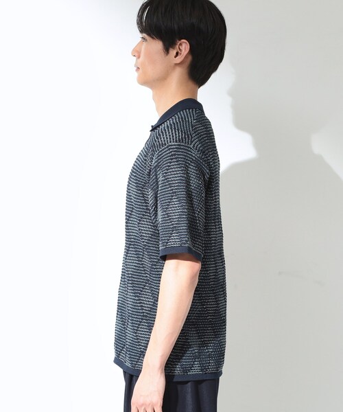 THE SHOP TK （ザ ショップ ティーケー ）の「【主張しすぎない配色バランス】アーガイルメッシュポロ半袖Tシャツ 洗濯機OK（ニット/セーター・メンズ・ブラック/ブルー・02/03/04）」の12枚目の写真