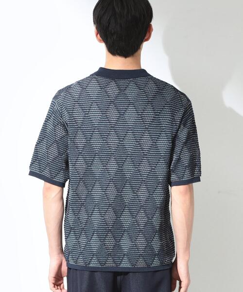 THE SHOP TK （ザ ショップ ティーケー ）の「【主張しすぎない配色バランス】アーガイルメッシュポロ半袖Tシャツ 洗濯機OK（ニット/セーター・メンズ・ブラック/ブルー・02/03/04）」の13枚目の写真